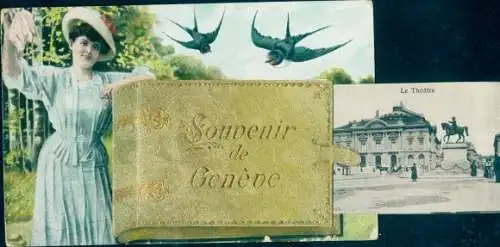 Leporello Ak Genève Genf Schweiz, Le Theatre