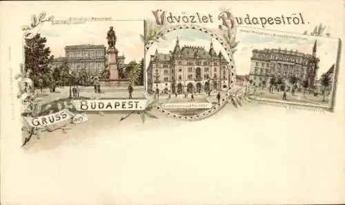 Ak Budapest Ungarn, Burg Vajdahunyad, Aréchenyi-Monument