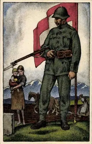 Künstler Ak Schweizerische Nationalspende für unsere Soldaten und ihre Familien