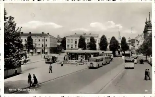 Ak Gävle Schweden, Busscentralen