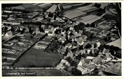Ak Löwensen Bad Pyrmont in Niedersachsen, Fliegeraufnahme, Bäckerei und Kolonialwaren