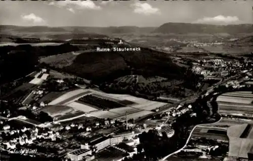 Ak Salach im Filstal Württemberg, Fliegeraufnahme, Ruine Staufeneck