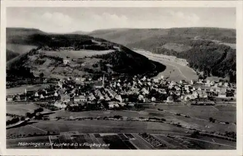Ak Möhringen Stuttgart in Württemberg, Luftaufnahme von  Häuser, Landschaft, Fluss