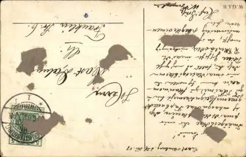 Handgemalt Ak Landschaft, Birken