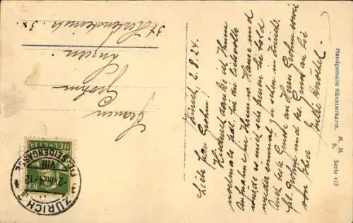 Handgemalt Ak Blume, Rosenblüte