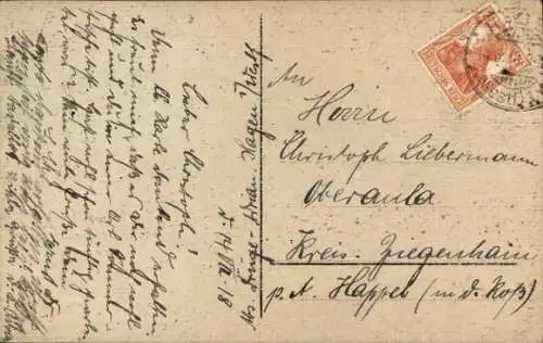 Handgemalt Ak Landschaft, Windmühle