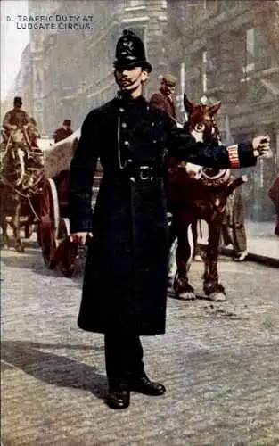Ak London City, Traffic Duty at Ludgate Circus, Verkehrspolizist