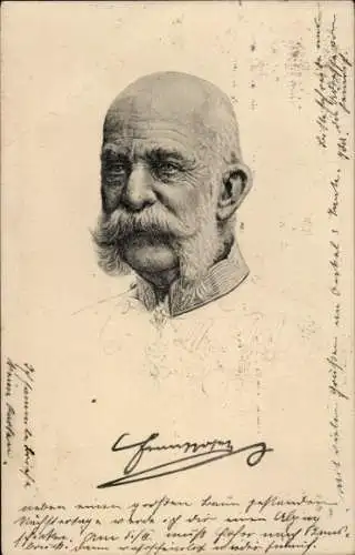 Künstler Ak Kaiser Franz Joseph I., Portrait, Uniform, Orden