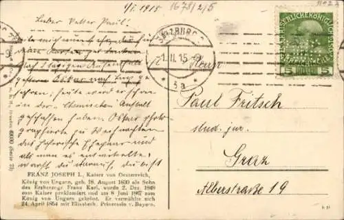 Künstler Ak Kaiser Franz Joseph I., Portrait, Uniform, Orden