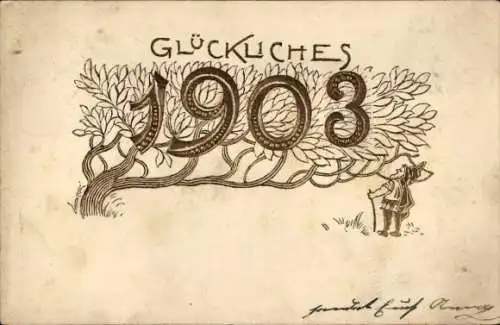 Präge Ak Glückwunsch Neujahr 1903, Zwerg