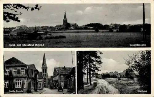 Ak Steinfeld in Oldenburg, Große Straße, Siedlung, Kirche