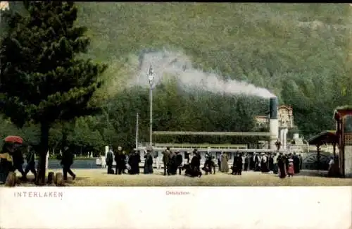 Ak Interlaken Kanton Bern Schweiz, Oststation, Salondampfer