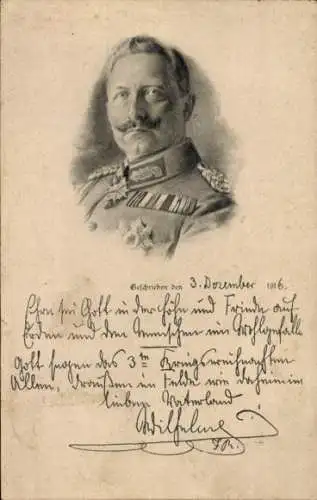 Ak Kaiser Wilhelm II, Portrait