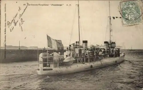 Ak Französisches Kriegsschiff, Contre-Torpilleur Flamberge