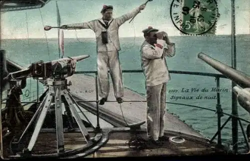 CPA Marine Francaise, La Vie du Marin, Signaux de nuit