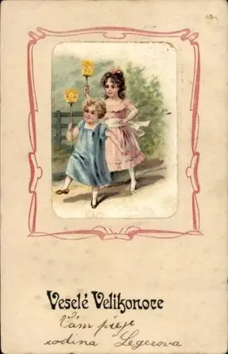 Passepartout Ak Glückwunsch Ostern, Kinder