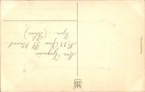 Präge Ak Jagd, Jagdhunde, Menschen zu Pferden