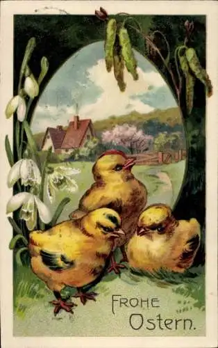 Präge Ak Glückwunsch Ostern, Küken