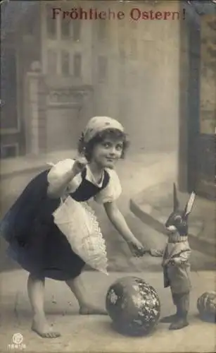Ak Glückwunsch Ostern, Osterhase, Mädchen