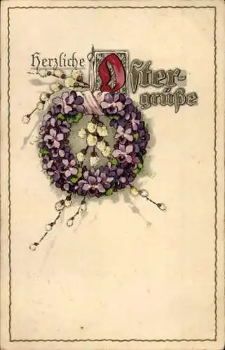 Ak Glückwunsch Ostern, Blumen, Weidenkätzchen