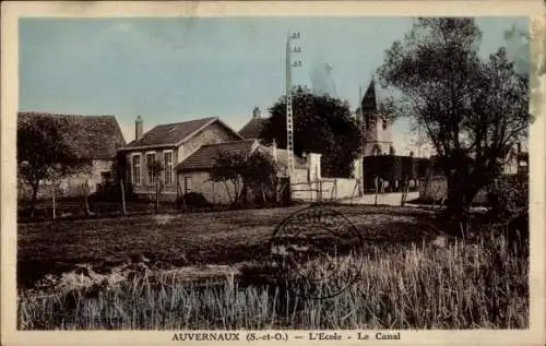 CPA Auvernaux Essonne, Ecole, Canal