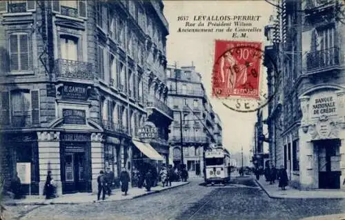Ak Levallois Perret Hauts de Seine, Rue du President Wilson, Rue de Courcelles
