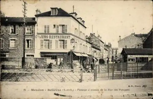 Ak Bellevue Meudon Hauts de Seine, Passage a niveau de la Rue des Potagers