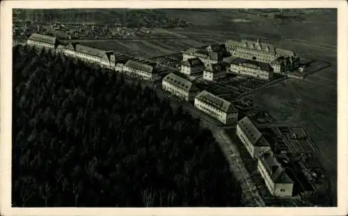 Ak Chemnitz Borna, Fliegeraufnahme, Eisenbahnsiedlung