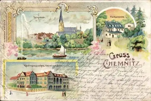 Ak Chemnitz, Schloss, Parkschänke, Kaufmännisches Vereinshaus
