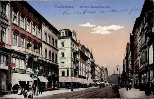 Ak Saarbrücken im Saarland, Mittlere Bahnhofstraße