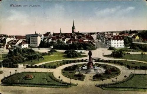 Ak Weimar in Thüringen, Stadtpanorama vom Museum, Parkanlage, Gebäude