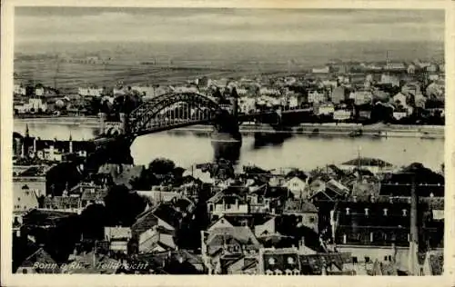 Ak Bonn am Rhein, Teilansicht der Stadt  Brücke über den Fluss, alte Architektur