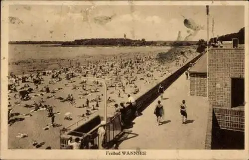 Ak Berlin Zehlendorf Wannsee, Freibad, Strand