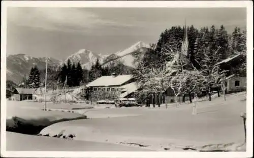 Ak Unterwössen in Oberbayern, Teilansicht, Winter