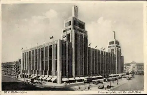 Ak Berlin Neukölln, Hermannplatz, Karstadt