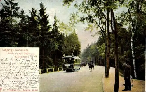 Ak Connewitz Leipzig in Sachsen, Chaussee nach Gautzsch, Straßenbahn
