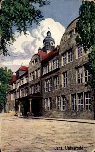 Künstler Ak Jena in Thüringen, Außenansicht der Universität, Eingang