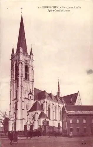 Ak Euskirchen Nordrhein Westfalen, Herz Jesus Kirche, Eglise Cour de Jésus, architektonisches ...
