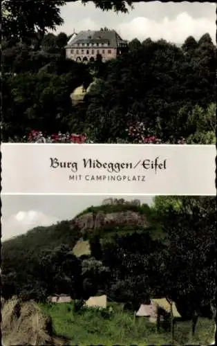Ak Nideggen in der Eifel, Burg Nideggen, Campingplatz