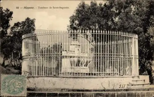 Ak Hippone Annaba Algerien, Tombeau de Saint-Augustin, Zäune, Natur, Brunnen