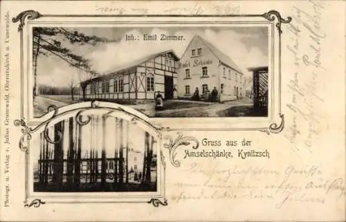 Ak Kynitzsch Bischofswerda, Amselschänke, Emil Zimmer, zwei Gebäude, Ansichten