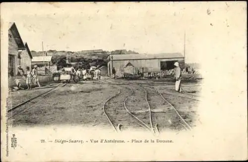 Ak Diego Suarez Madagaskar, Vue d'Antsirane, Place de la Douane
