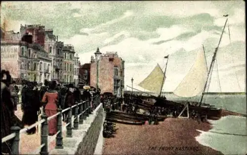 Ak Hastings East Sussex England, Promenade