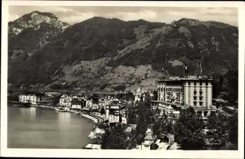 Ak Brunnen Kt Schwyz, Panorama, Grand Hotel