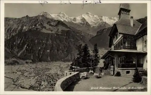 Ak Interlaken Kanton Bern Schweiz, Grand Restaurant Harderkulm, Gebirge, Aussicht, Landschaft,...