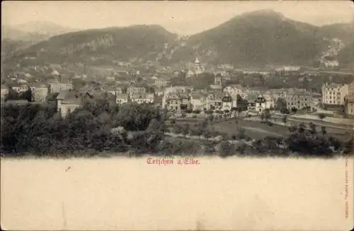Ak Děčín Tetschen an der Elbe Region Aussig, Stadtansicht Tetschen, Elbe
