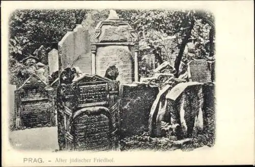 Ak Praha Prag Tschechien, Alter jüdischer Friedhof, Grabsteine, alte Reminiszenzen