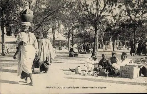 Ak Saint Louis Senegal, Afrikanische Straßenverkäufer