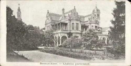 Ak Buenos Aires Argentinien, Château particulier, Architektur, Garten, Schwarz-Weiß