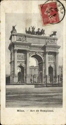 Ak Milano Mailand Lombardia, Arc de Sempione, Monument, Schwarz-Weiß-Foto